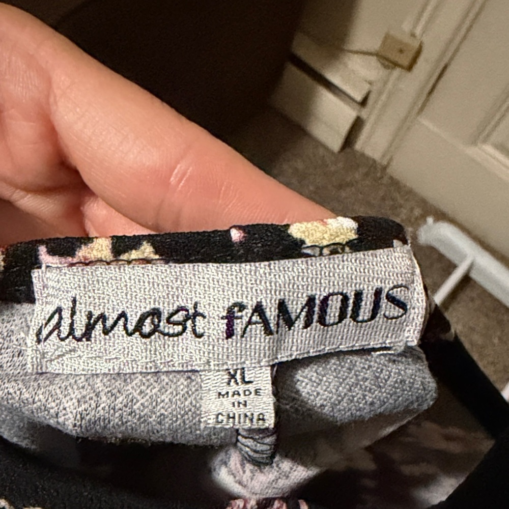 Almost Famous Black Dress with Pink Floral Design - Picture 2 of 3